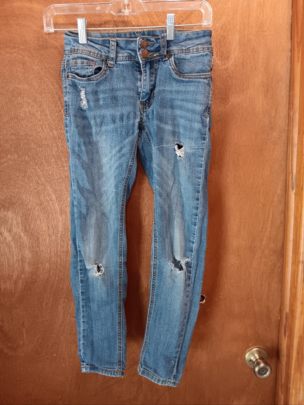 Encore Women's Skinny Distressed Jeans in Medium Blue Wash